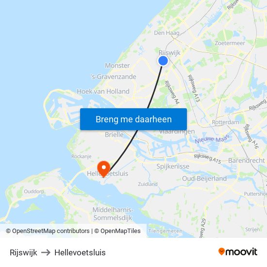 Rijswijk to Hellevoetsluis map