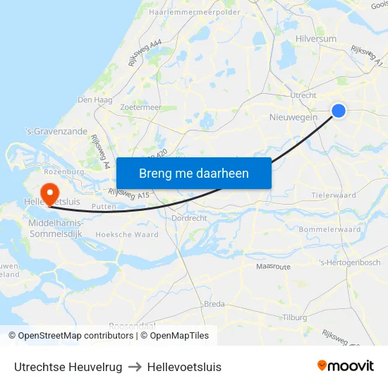 Utrechtse Heuvelrug to Hellevoetsluis map