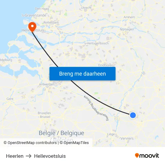 Heerlen to Hellevoetsluis map