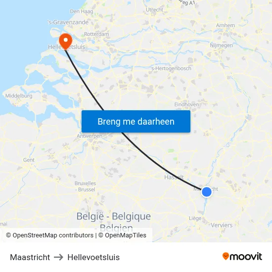 Maastricht to Hellevoetsluis map