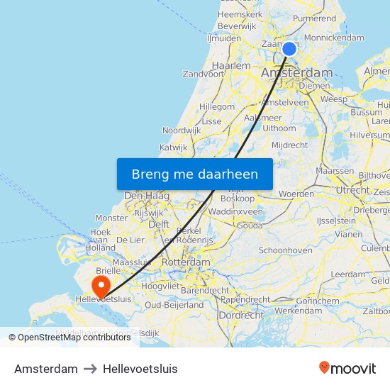 Amsterdam to Hellevoetsluis map