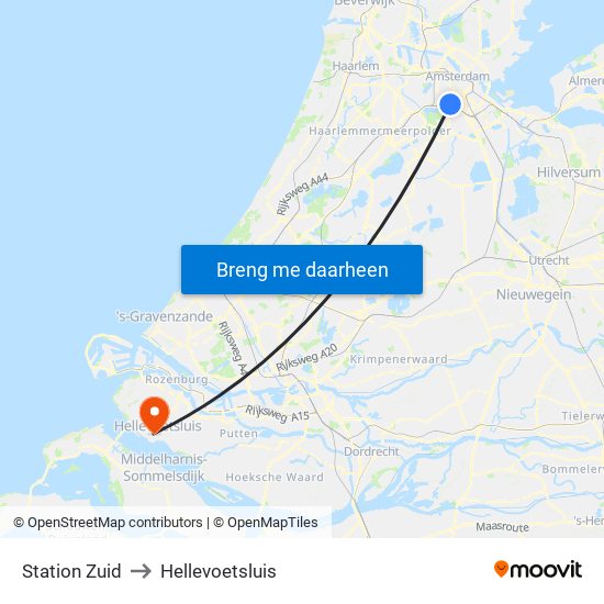 Station Zuid to Hellevoetsluis map