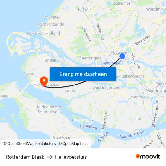 Rotterdam Blaak to Hellevoetsluis map