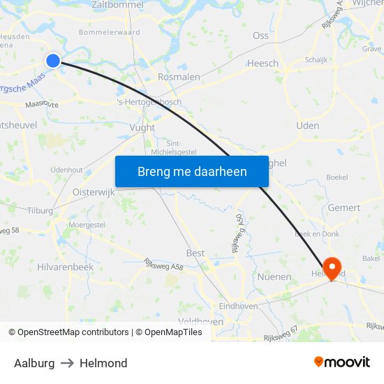Aalburg to Helmond map