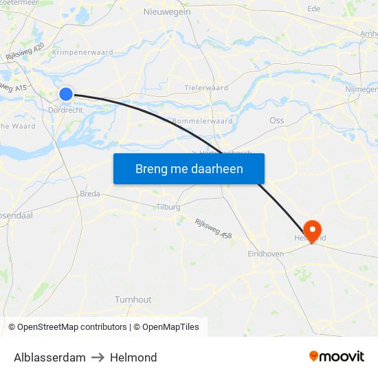 Alblasserdam to Helmond map