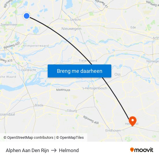 Alphen Aan Den Rijn to Helmond map