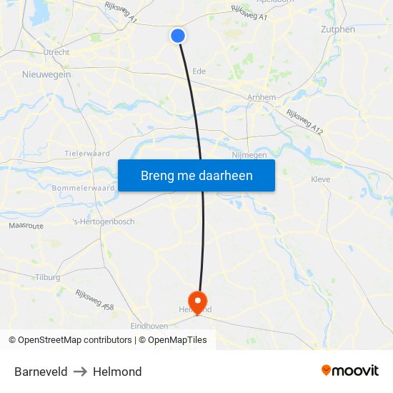 Barneveld to Helmond map