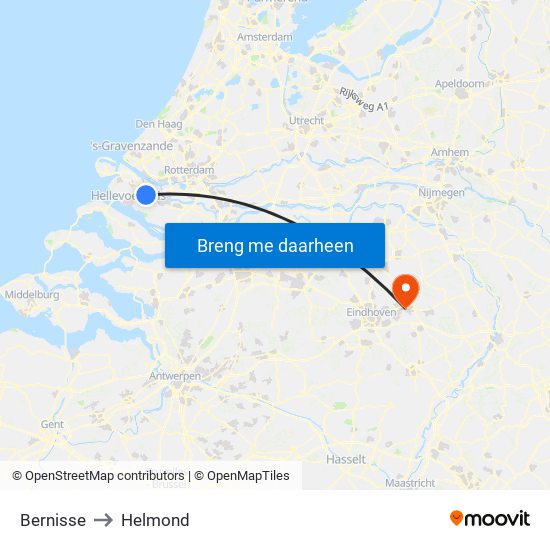 Bernisse to Helmond map