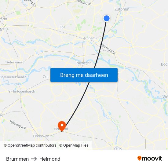 Brummen to Helmond map