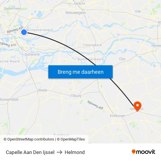 Capelle Aan Den Ijssel to Helmond map