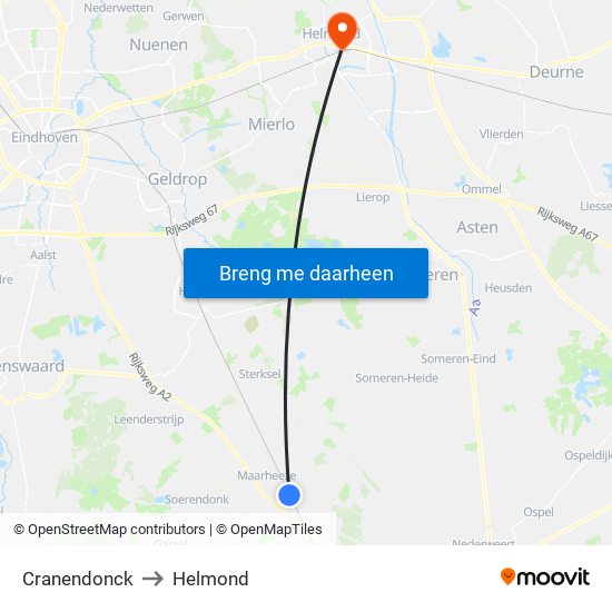 Cranendonck to Helmond map