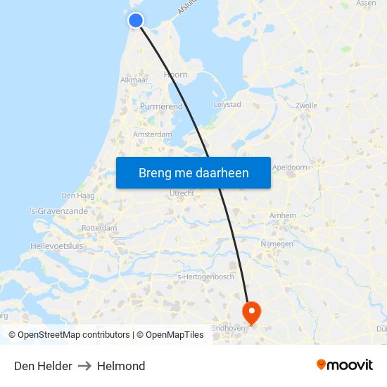 Den Helder to Helmond map