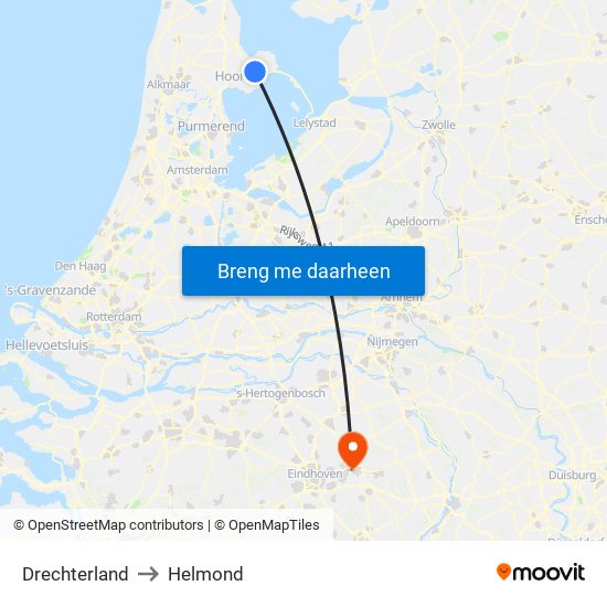 Drechterland to Helmond map
