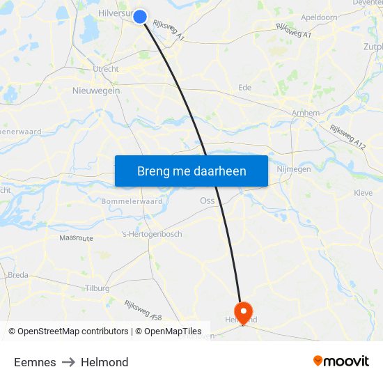 Eemnes to Helmond map
