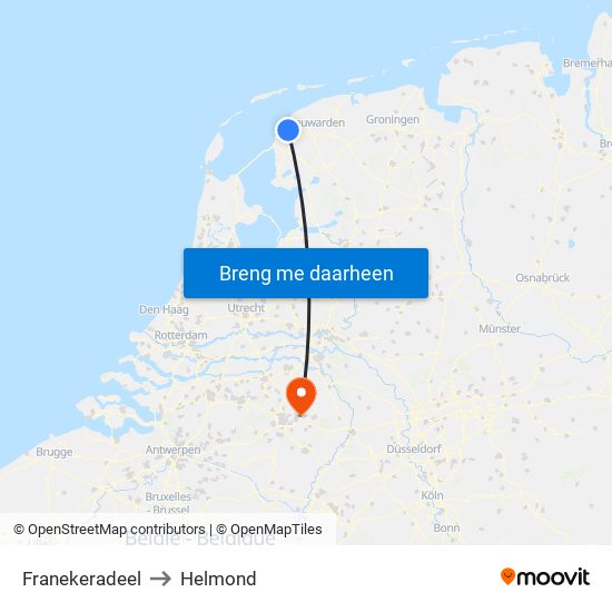 Franekeradeel to Helmond map