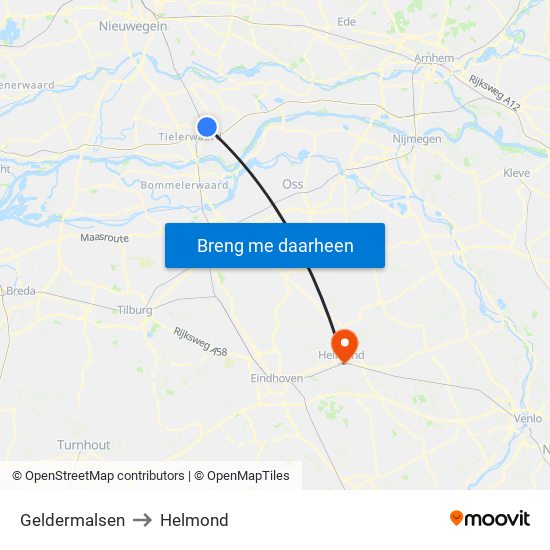 Geldermalsen to Helmond map