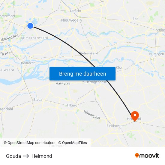 Gouda to Helmond map