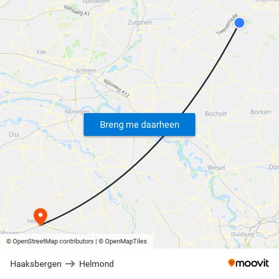 Haaksbergen to Helmond map