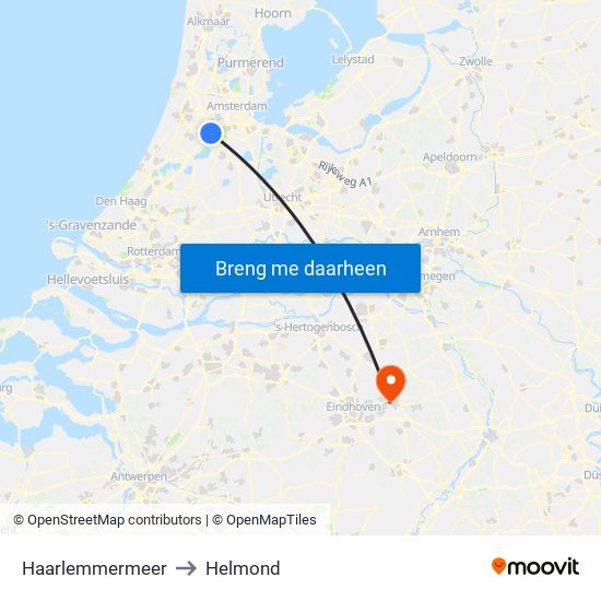 Haarlemmermeer to Helmond map