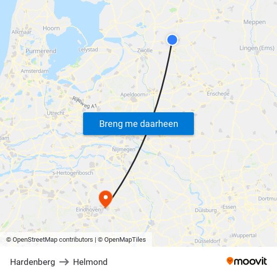 Hardenberg to Helmond map