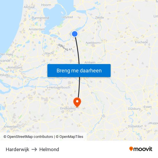 Harderwijk to Helmond map