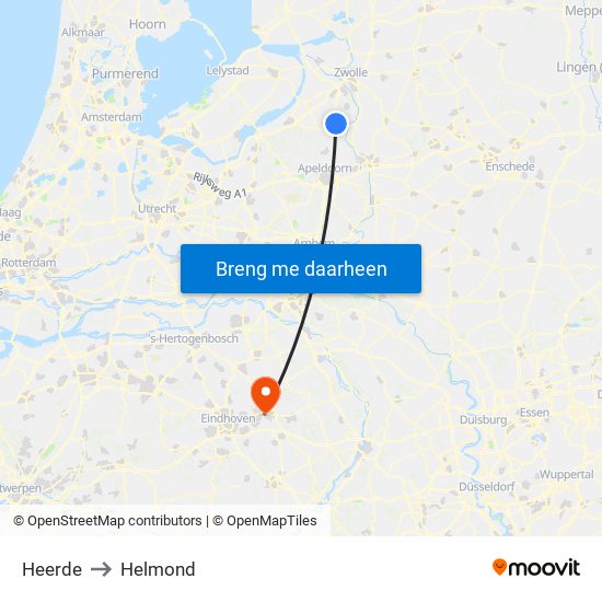 Heerde to Helmond map