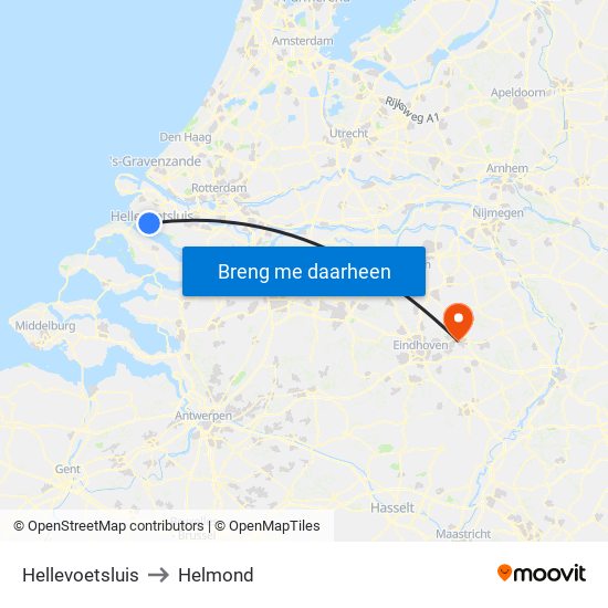 Hellevoetsluis to Helmond map