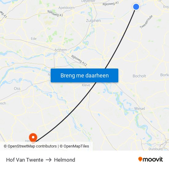 Hof Van Twente to Helmond map