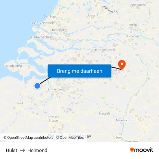 Hulst to Helmond map