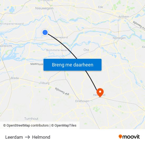 Leerdam to Helmond map