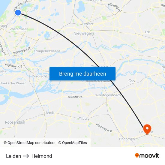 Leiden to Helmond map