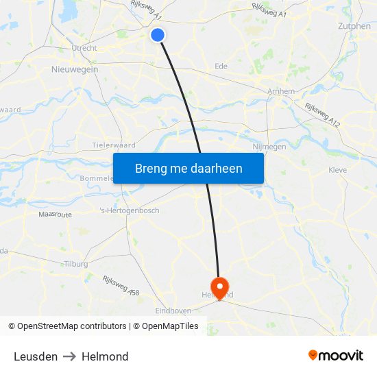 Leusden to Helmond map