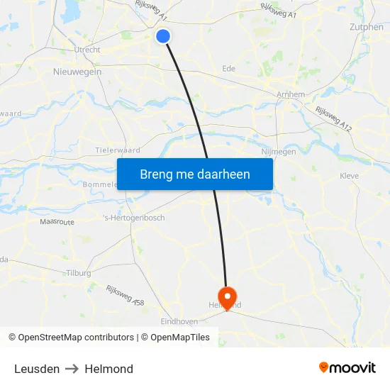 Leusden to Helmond map