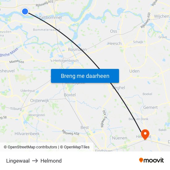 Lingewaal to Helmond map
