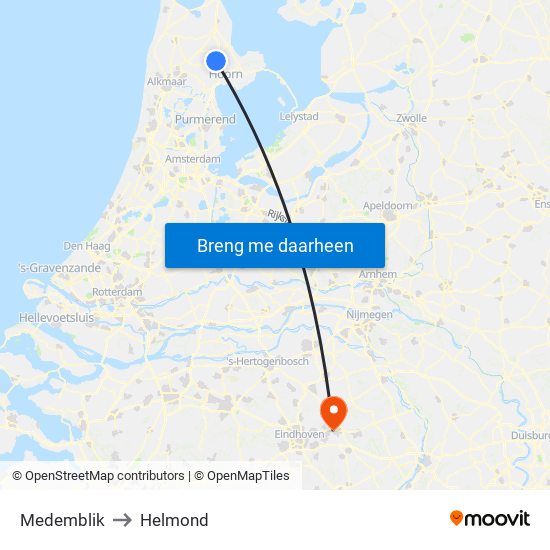 Medemblik to Helmond map