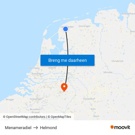 Menameradiel to Helmond map