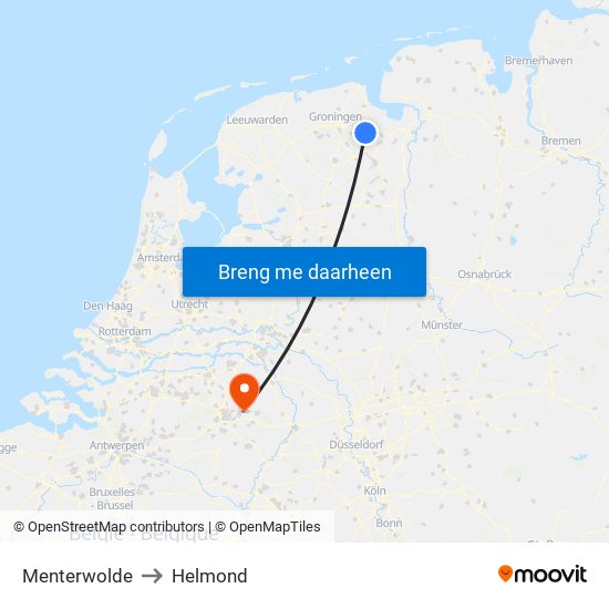 Menterwolde to Helmond map