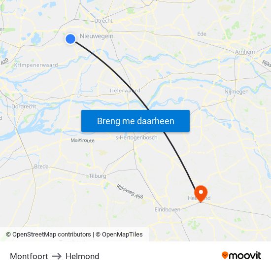 Montfoort to Helmond map