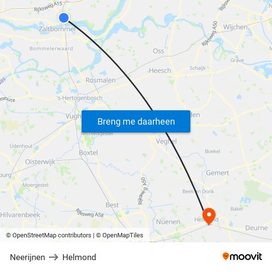 Neerijnen to Helmond map
