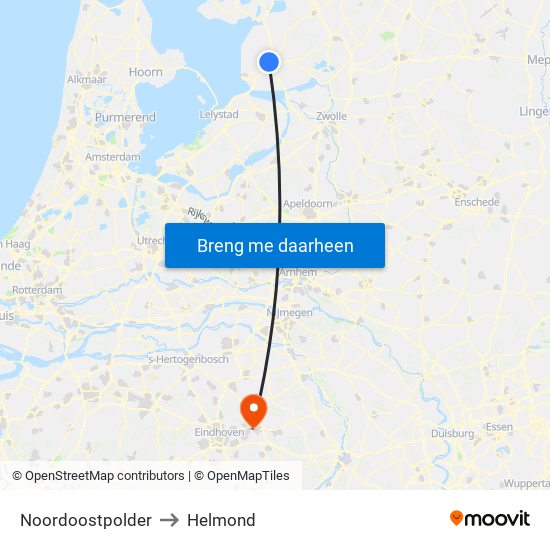 Noordoostpolder to Helmond map