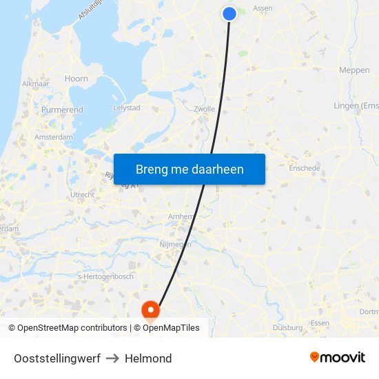 Ooststellingwerf to Helmond map