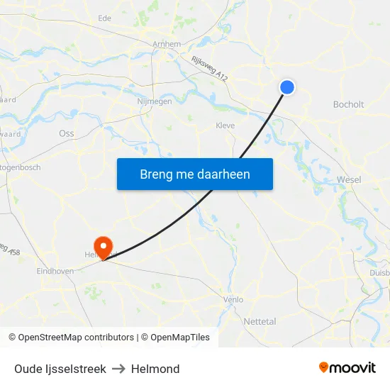 Oude Ijsselstreek to Helmond map