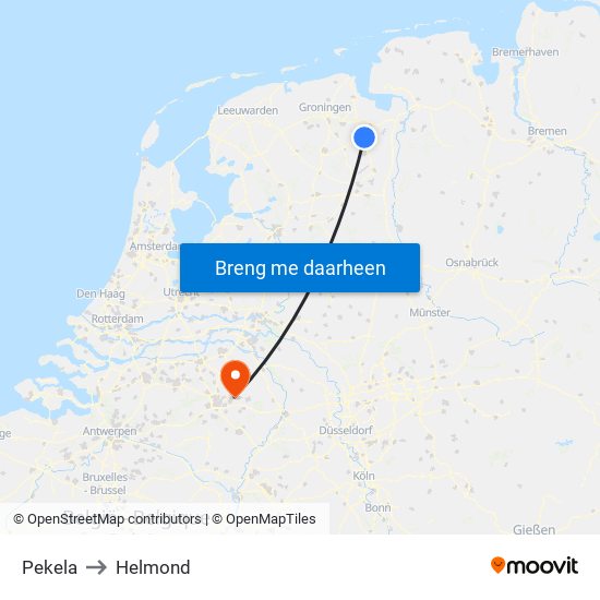 Pekela to Helmond map