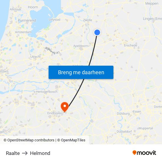 Raalte to Helmond map