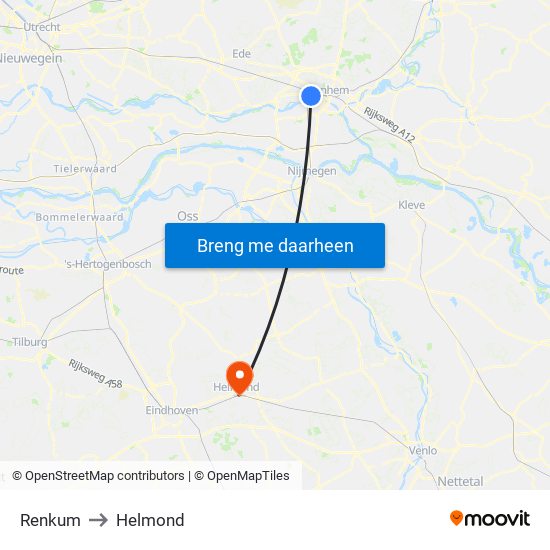 Renkum to Helmond map