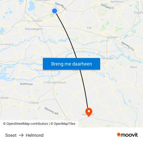 Soest to Helmond map