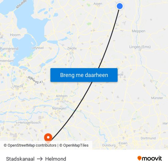 Stadskanaal to Helmond map