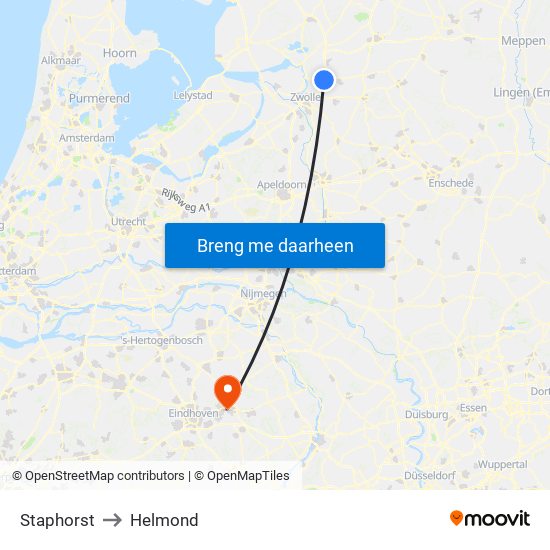 Staphorst to Helmond map