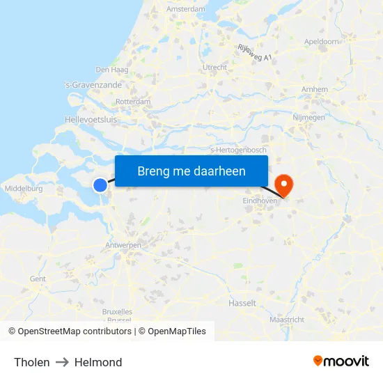 Tholen to Helmond map