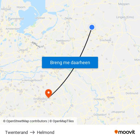 Twenterand to Helmond map